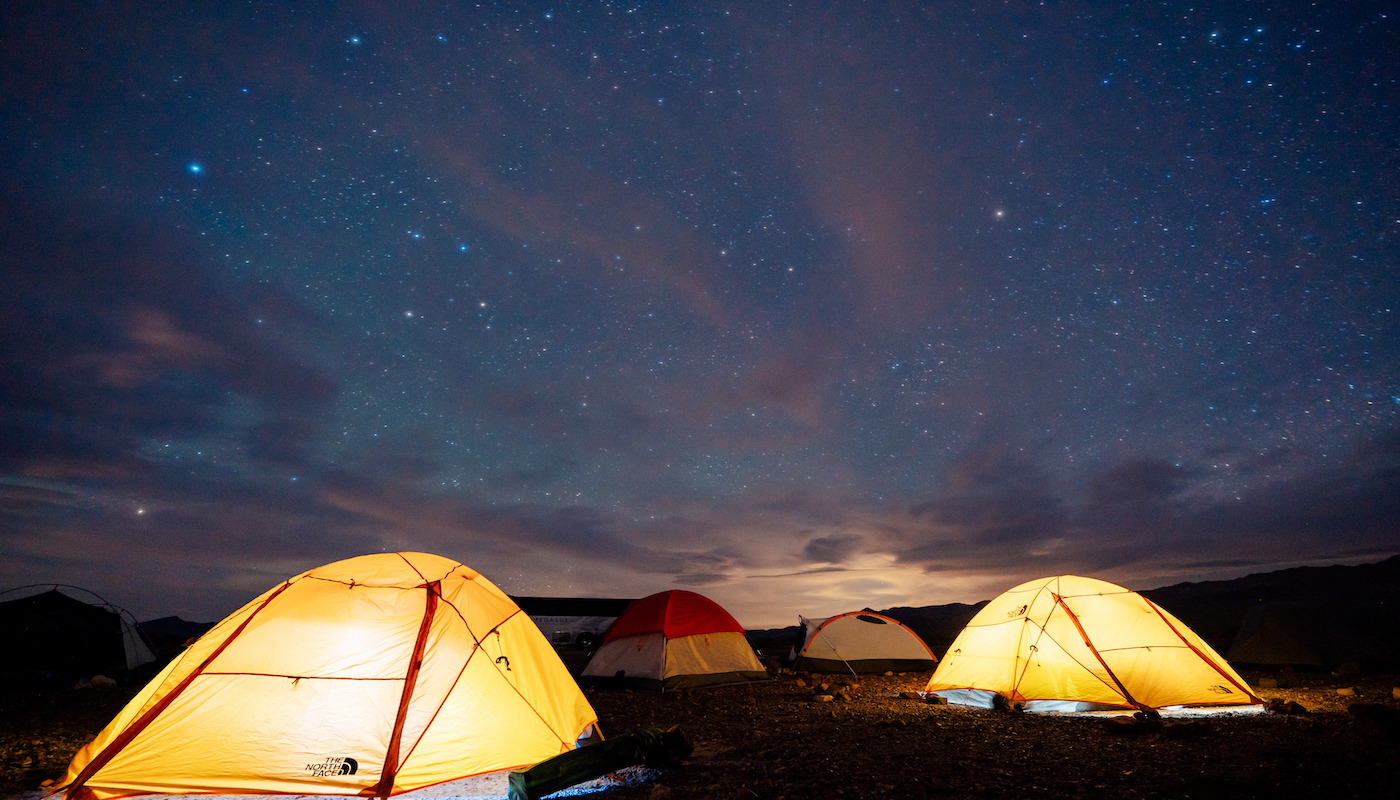 camping under a starry sky