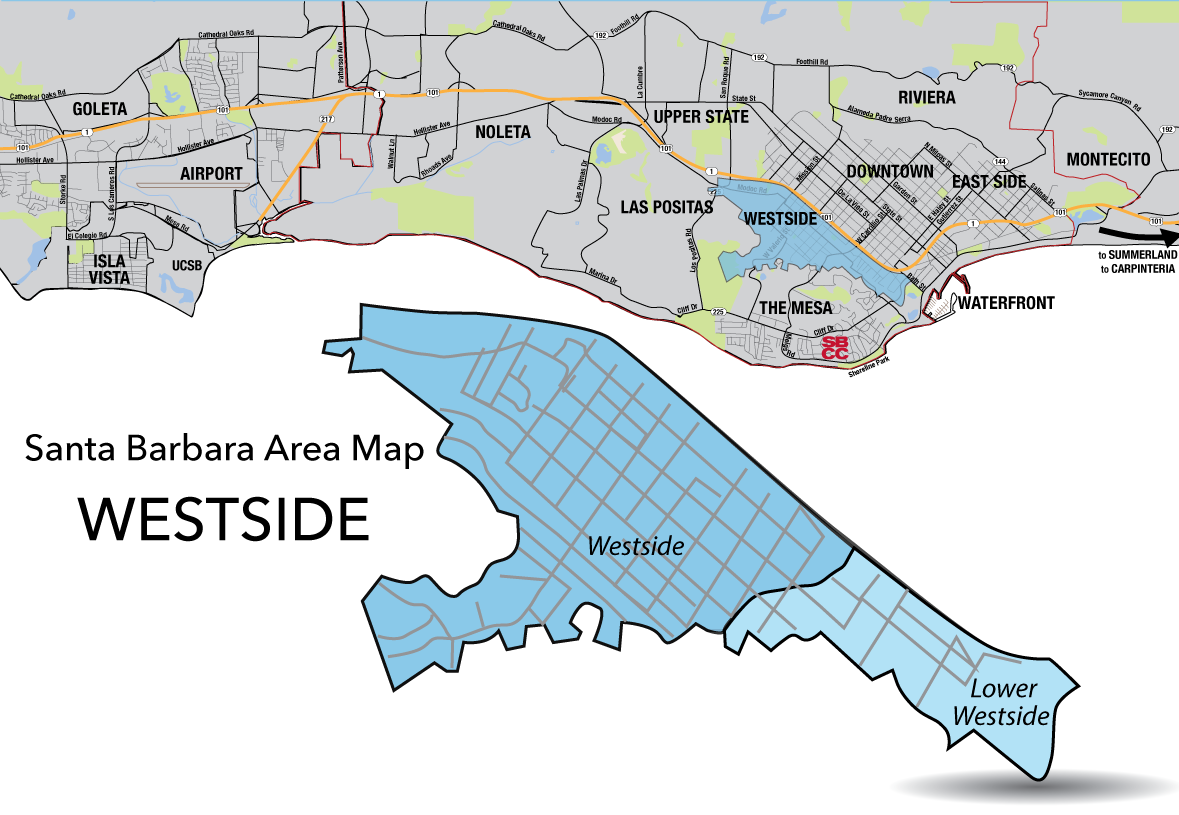 Santa Barbara County Area Map with the Westside area highlighted